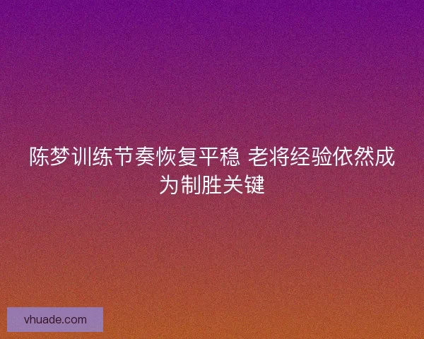 陈梦训练节奏恢复平稳 老将经验依然成为制胜关键
